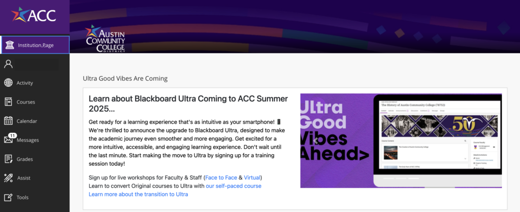 Image about where to find blackboard ultra