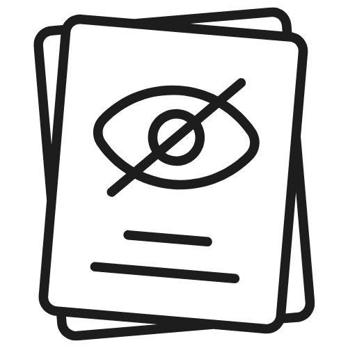 Illustration of a stack of documents with a "no" symbol (circle-slash) over them.