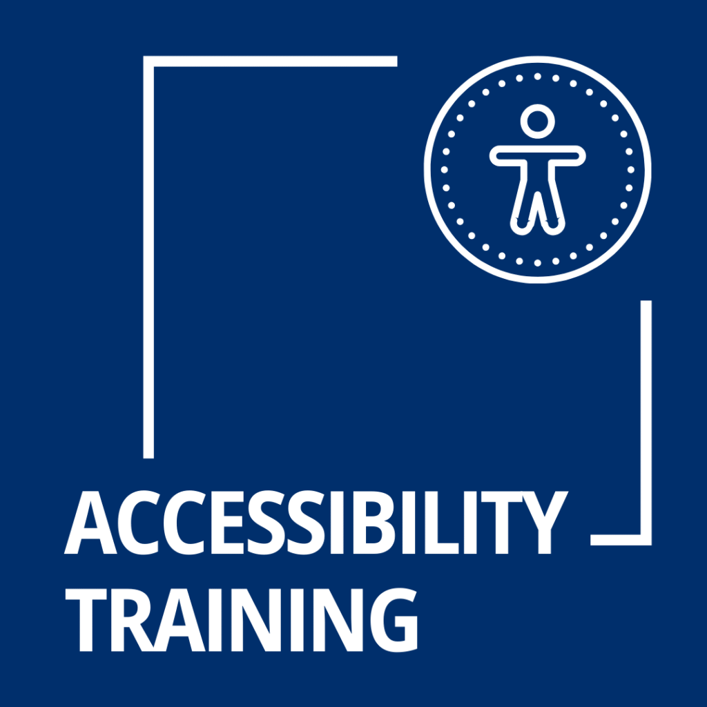 Accessibility Training logo featuring a person icon inside a circular seal