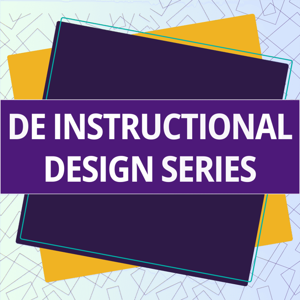 DE Instructional Design Series logo with stylized purple and blue squares